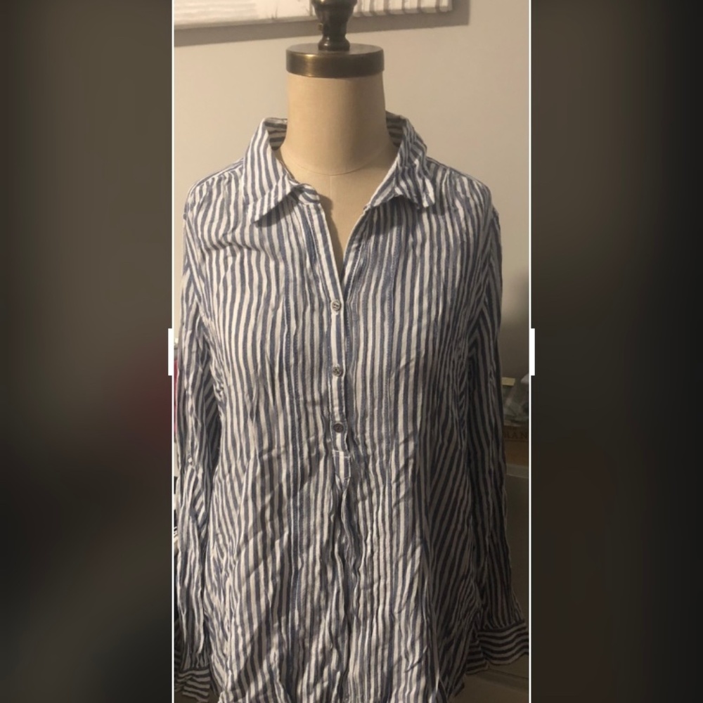Beach.lunch.lounge blouse XL striped EUC